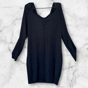 Torrid Plus Size 3X Black V-Neck Long Sleeve Bodycon Dress Polyester Spandex
